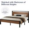 imageAllewie Twin Size Platform Bed Frame with Wooden Headboard and Footboard Heavy Duty Metal Slats Support No Box Spring Needed UnderBed Storage Noise Free Easy Assembly Black OakWalnut