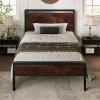 imageAllewie Twin Size Platform Bed Frame with Wooden Headboard and Footboard Heavy Duty Metal Slats Support No Box Spring Needed UnderBed Storage Noise Free Easy Assembly Black OakMahogany