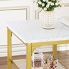 image:imageAllewie 3Piece Counter Height Dining Table Set Kitchen Dining Pub Bar Table with 2 Upholstered Stools amp 3 Open Storage Shelves Metallic Gold