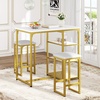 image:imageAllewie 3Piece Counter Height Dining Table Set Kitchen Dining Pub Bar Table with 2 Upholstered Stools amp 3 Open Storage Shelves Metallic Gold