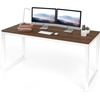 image:imageAllewie 45 Computer Desk Modern Writing Gaming Desk for Home Office Small Wood Table Top Workstation Sturdy Metal Frame Rustic Simple Industrial Design Easy Assembly Walnut