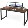 image:imageAllewie 55 Computer Desk Modern Writing Gaming Desk for Home Office Small Wood Table Top Workstation Black Sturdy Metal Frame Rustic Simple Industrial Design Easy Assembly Walnut