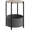 image:imageAllewie Round Side Table with Fabric Storage Basket Metal Side Table Small Bedside Table Coffee Table Nightstand with Wooden Top for Living Room Bedroom Gray
