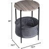 image:imageAllewie Round Side Table with Fabric Storage Basket Metal Side Table Small Bedside Table Coffee Table Nightstand with Wooden Top for Living Room Bedroom Gray