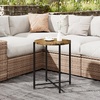 image:imageAllewie Round Side Table with Fabric Storage Basket Small End Table Bedside Table Nightstand Coffee Table with Metal Frame Accent Table for Living Room Bedroom Outdoor Wooden Brown