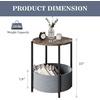 image:imageAllewie Round Side Table with Fabric Storage Basket Small End Table Bedside Table Nightstand Coffee Table with Metal Frame Accent Table for Living Room Bedroom Outdoor Wooden Brown Gray