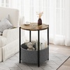 image:imageAllewie Round Side Table with Fabric Storage Basket Small End Table Bedside Table Nightstand Coffee Table with Metal Frame Accent Table for Living Room Bedroom Outdoor Wooden Brown