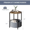 image:imageAllewie Round Side Table with Fabric Storage Basket Small End Table Bedside Table Nightstand Coffee Table with Metal Frame Accent Table for Living Room Bedroom Outdoor Wooden Brown