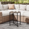 image:imageAllewie Round Side Table with Fabric Storage Basket Small End Table Bedside Table Nightstand Coffee Table with Metal Frame Accent Table for Living Room Bedroom Outdoor Wooden Brown Gray