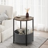 image:imageAllewie Round Side Table with Fabric Storage Basket Small End Table Bedside Table Nightstand Coffee Table with Metal Frame Accent Table for Living Room Bedroom Outdoor Wooden Brown Gray