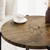 image:imageAllewie Round Side Table with Fabric Storage Basket Small End Table Bedside Table Nightstand Coffee Table with Metal Frame Accent Table for Living Room Bedroom Outdoor Wooden Brown