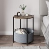 image:imageAllewie Round Side Table with Fabric Storage Basket Small End Table Bedside Table Nightstand Coffee Table with Metal Frame Accent Table for Living Room Bedroom Outdoor Wooden Brown Gray