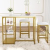 image:imageAllewie 3Piece Counter Height Dining Table Set Kitchen Dining Pub Bar Table with 2 Upholstered Stools amp 3 Open Storage Shelves Metallic Gold