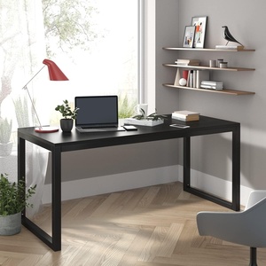 image:imageAllewie 45 Black Computer Desk Modern Writing Gaming Desk for Home Office Small Wood Table Top Workstation Sturdy Metal Frame Rustic Simple Industrial Design Easy Assembly