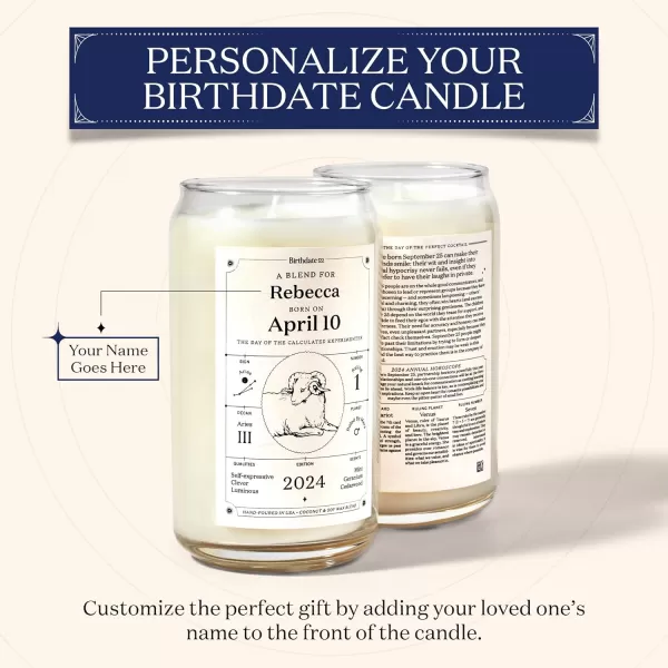 Birthdate Personalized Candle  135oz LongLasting Zodiac Scented Candles Custom Candle Birthday Gift for Women ampamp Men  AllNatural Soy ampamp Coconut Wax Blend 6080 Hour Burn Time Made in USA