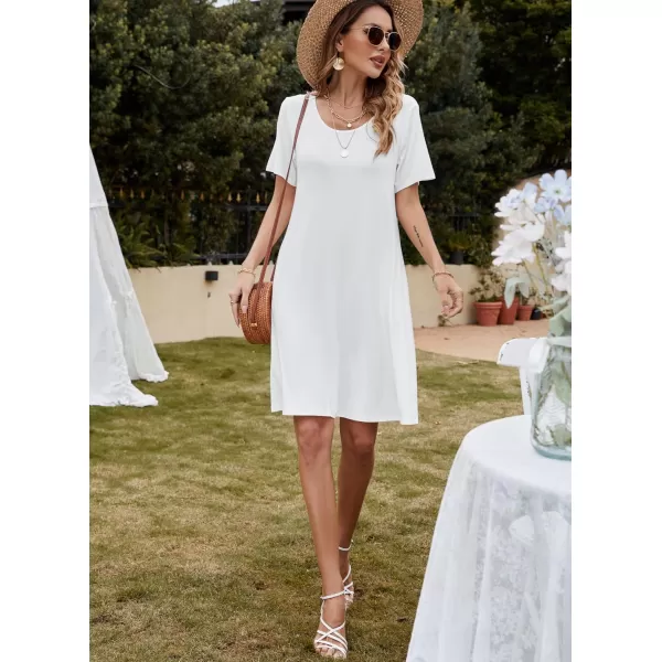 FZ FANTASTIC ZONE Womens Casual Summer T Shirt Dresses Short Sleeve Swing Dress with PocketsA Beige