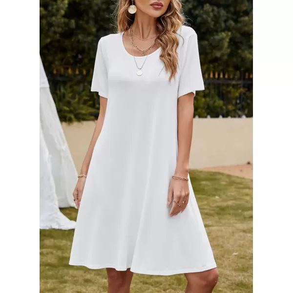 FZ FANTASTIC ZONE Womens Casual Summer T Shirt Dresses Short Sleeve Swing Dress with PocketsA Beige