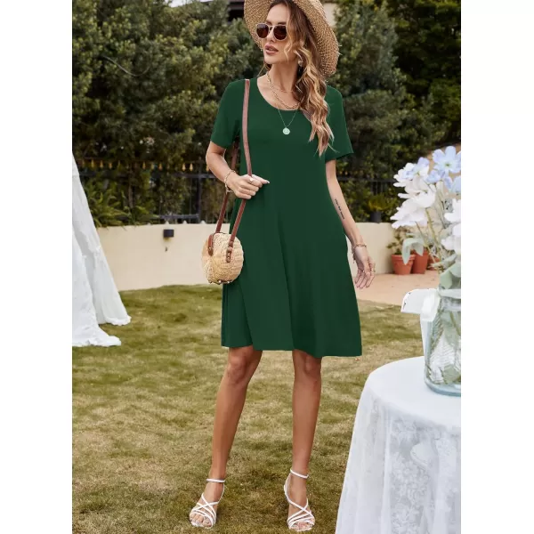 FZ FANTASTIC ZONE Womens Casual Summer T Shirt Dresses Short Sleeve Swing Dress with PocketsA Dark Green