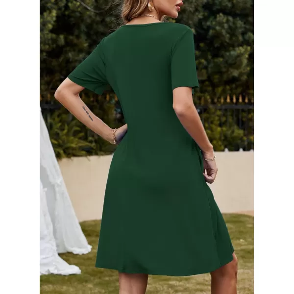 FZ FANTASTIC ZONE Womens Casual Summer T Shirt Dresses Short Sleeve Swing Dress with PocketsA Dark Green