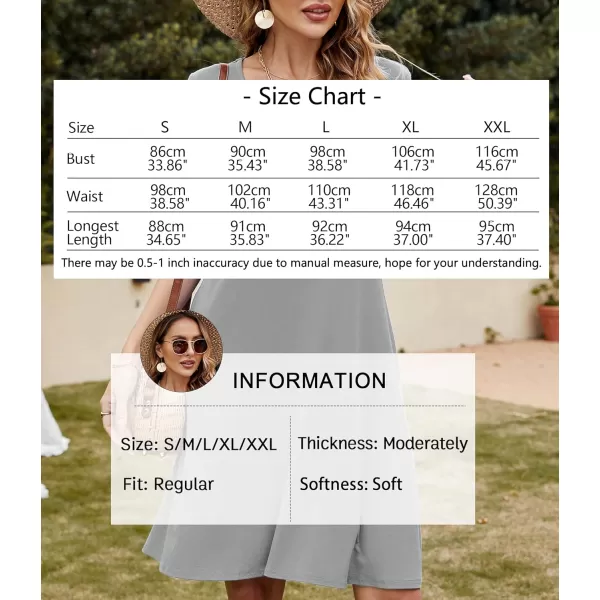 FZ FANTASTIC ZONE Womens Casual Summer T Shirt Dresses Short Sleeve Swing Dress with PocketsA Grey