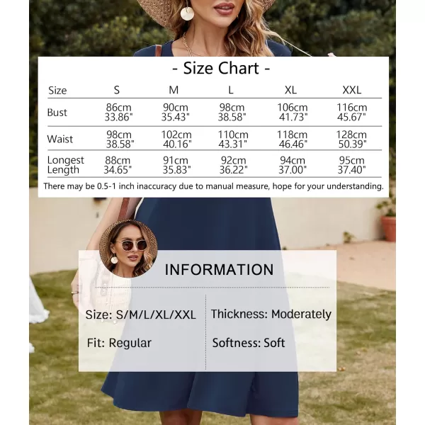 FZ FANTASTIC ZONE Womens Casual Summer T Shirt Dresses Short Sleeve Swing Dress with PocketsA Navy Blue