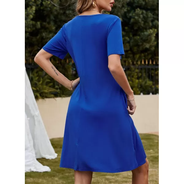 FZ FANTASTIC ZONE Womens Casual Summer T Shirt Dresses Short Sleeve Swing Dress with PocketsA Royal Blue