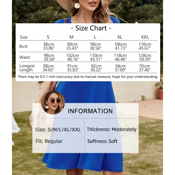 FZ FANTASTIC ZONE Womens Casual Summer T Shirt Dresses Short Sleeve Swing Dress with PocketsA Royal Blue