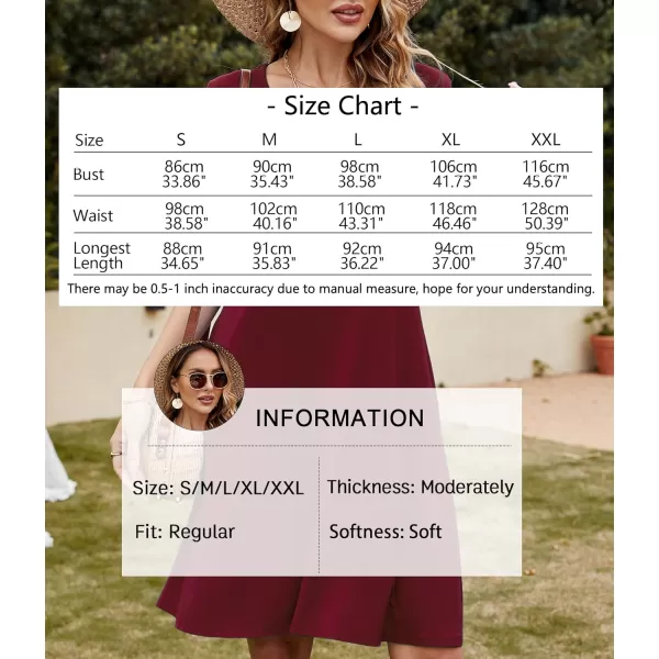 FZ FANTASTIC ZONE Womens Casual Summer T Shirt Dresses Short Sleeve Swing Dress with PocketsA Wine Red