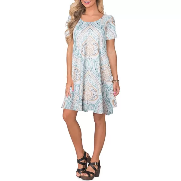 FZ FANTASTIC ZONE Womens Casual Summer T Shirt Dresses Short Sleeve Swing Dress with PocketsFloral Boho Yellow