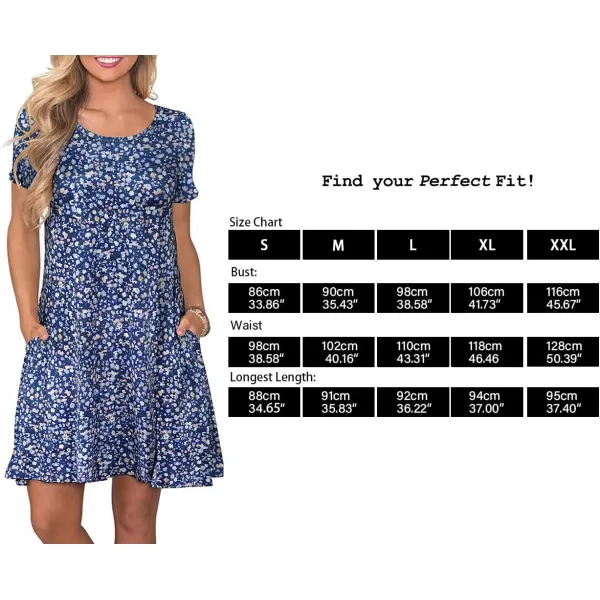 FZ FANTASTIC ZONE Womens Casual Summer T Shirt Dresses Short Sleeve Swing Dress with PocketsSmall Floral Orange Blue
