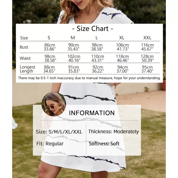 FZ FANTASTIC ZONE Womens Casual Summer T Shirt Dresses Short Sleeve Swing Dress with PocketsStripe White