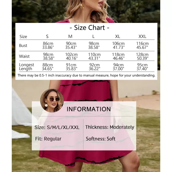 FZ FANTASTIC ZONE Womens Casual Summer T Shirt Dresses Short Sleeve Swing Dress with PocketsStripe Wine Red