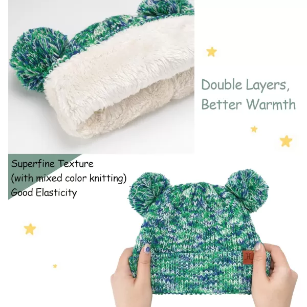 Kids Toddlers Winter Beanie Hats Gloves Neck Scarf Set Mittens Gifts for 0 6 12 Months 1 2 3 48 Year Old Baby Girls BoysA Green