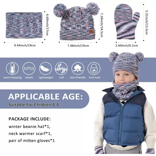 Kids Toddlers Winter Beanie Hats Gloves Neck Scarf Set Mittens Gifts for 0 6 12 Months 1 2 3 48 Year Old Baby Girls BoysA Pink