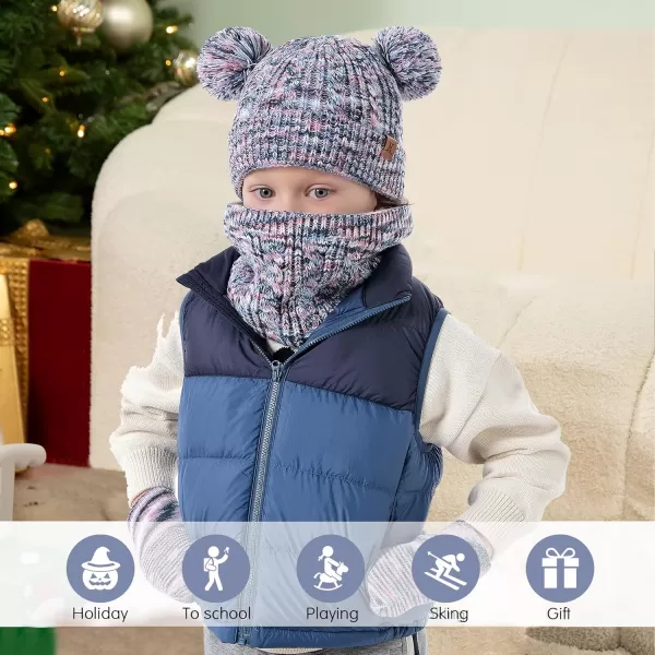 Kids Toddlers Winter Beanie Hats Gloves Neck Scarf Set Mittens Gifts for 0 6 12 Months 1 2 3 48 Year Old Baby Girls BoysA Pink