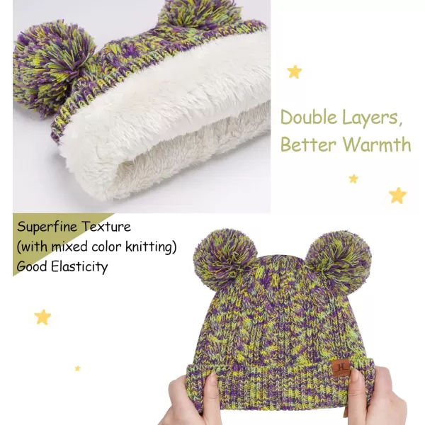 Kids Toddlers Winter Beanie Hats Gloves Neck Scarf Set Mittens Gifts for 0 6 12 Months 1 2 3 48 Year Old Baby Girls BoysA Purple