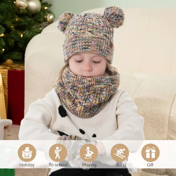 Kids Toddlers Winter Beanie Hats Gloves Neck Scarf Set Mittens Gifts for 0 6 12 Months 1 2 3 48 Year Old Baby Girls BoysA Yellow