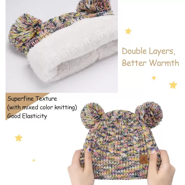 Kids Toddlers Winter Beanie Hats Gloves Neck Scarf Set Mittens Gifts for 0 6 12 Months 1 2 3 48 Year Old Baby Girls BoysA Yellow