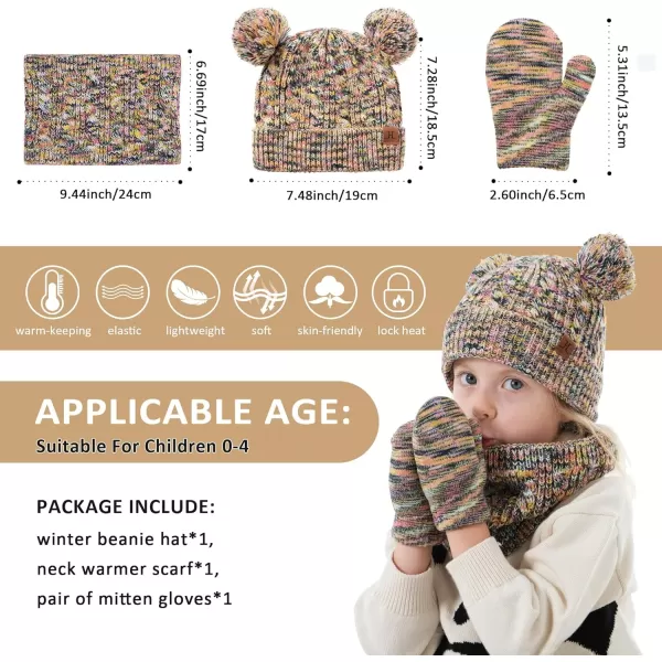 Kids Toddlers Winter Beanie Hats Gloves Neck Scarf Set Mittens Gifts for 0 6 12 Months 1 2 3 48 Year Old Baby Girls BoysA Yellow