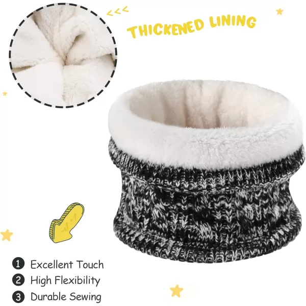 Kids Toddlers Winter Beanie Hats Gloves Neck Scarf Set Mittens Gifts for 0 6 12 Months 1 2 3 48 Year Old Baby Girls BoysB Black White