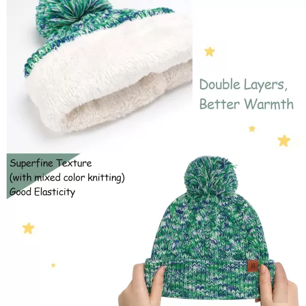 Kids Toddlers Winter Beanie Hats Gloves Neck Scarf Set Mittens Gifts for 0 6 12 Months 1 2 3 48 Year Old Baby Girls BoysB Green