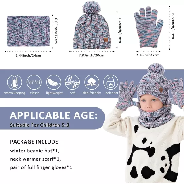 Kids Toddlers Winter Beanie Hats Gloves Neck Scarf Set Mittens Gifts for 0 6 12 Months 1 2 3 48 Year Old Baby Girls BoysB Pink