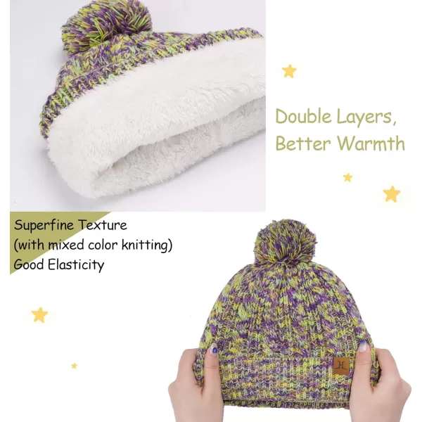 Kids Toddlers Winter Beanie Hats Gloves Neck Scarf Set Mittens Gifts for 0 6 12 Months 1 2 3 48 Year Old Baby Girls BoysB Purple