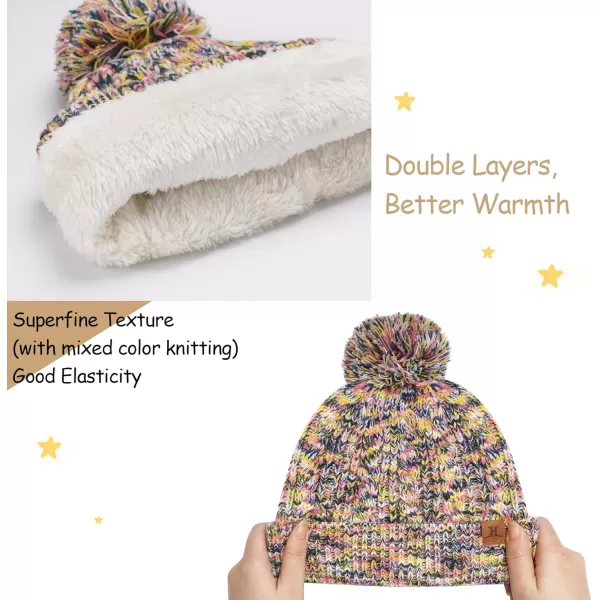 Kids Toddlers Winter Beanie Hats Gloves Neck Scarf Set Mittens Gifts for 0 6 12 Months 1 2 3 48 Year Old Baby Girls BoysB Yellow