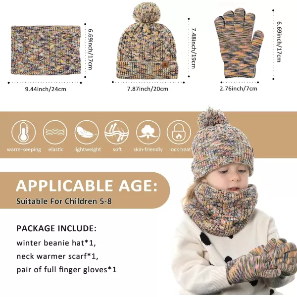 Kids Toddlers Winter Beanie Hats Gloves Neck Scarf Set Mittens Gifts for 0 6 12 Months 1 2 3 48 Year Old Baby Girls BoysB Yellow