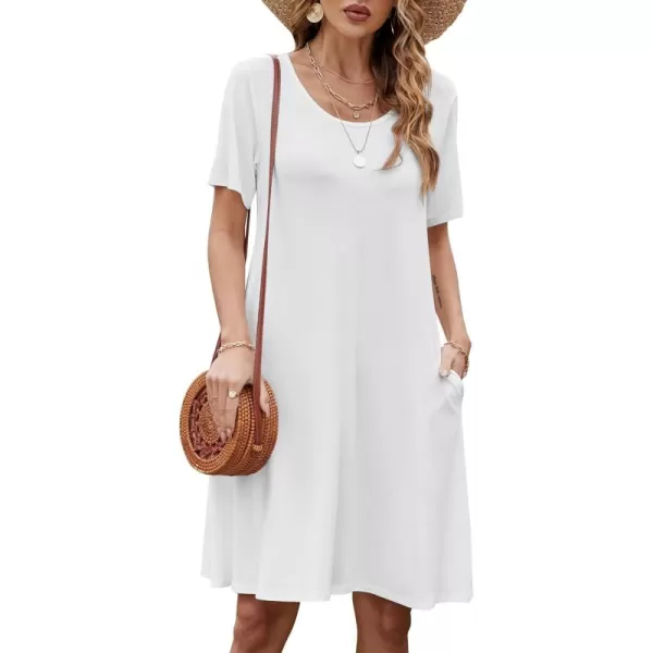 FZ FANTASTIC ZONE Womens Casual Summer T Shirt Dresses Short Sleeve Swing Dress with PocketsA Beige