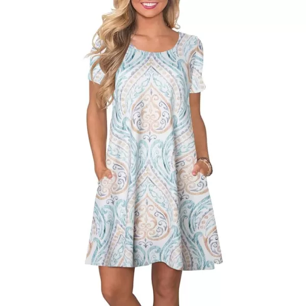 FZ FANTASTIC ZONE Womens Casual Summer T Shirt Dresses Short Sleeve Swing Dress with PocketsFloral Boho Yellow