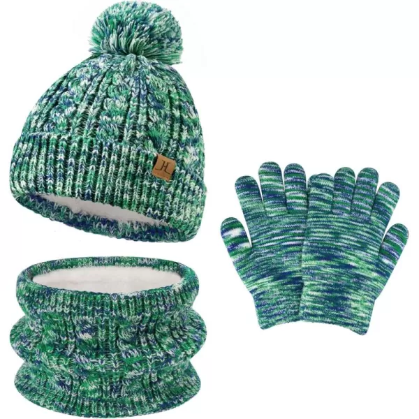 Kids Toddlers Winter Beanie Hats Gloves Neck Scarf Set Mittens Gifts for 0 6 12 Months 1 2 3 48 Year Old Baby Girls BoysB Green