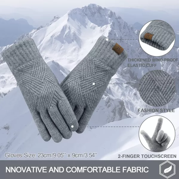 FZ FANTASTIC ZONE Women Winter Warm Knit Touchscreen Gloves Cold Weather with Thermal Fleece LinedDark Grey