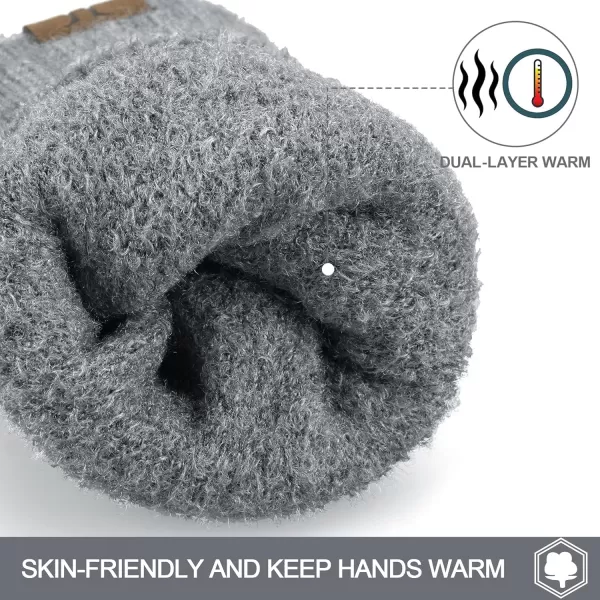 FZ FANTASTIC ZONE Women Winter Warm Knit Touchscreen Gloves Cold Weather with Thermal Fleece LinedDark Grey